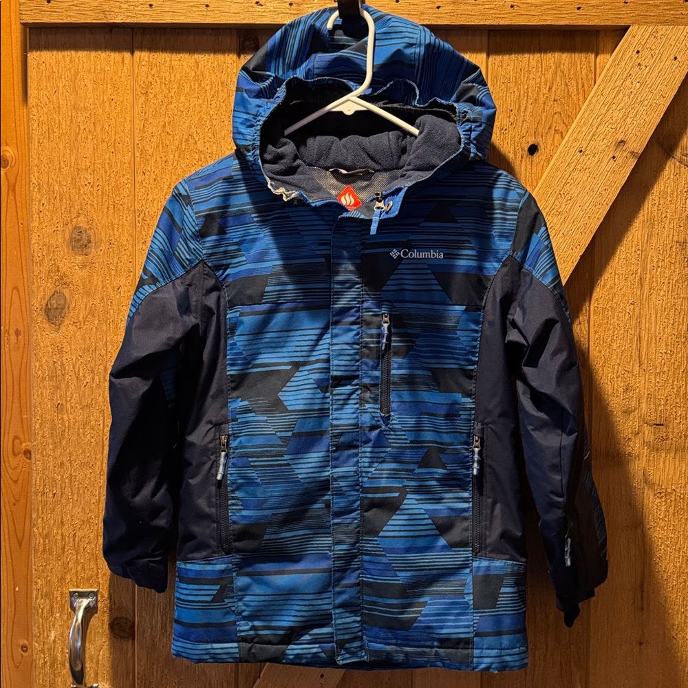 Columbia Kids Striped Blue and Black Puffer Jacket